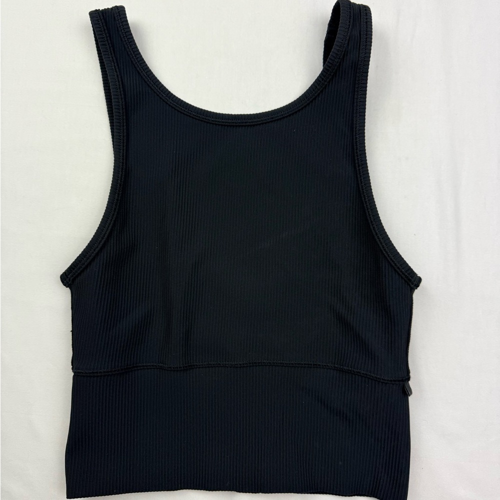 Lululemon Black Power Pivot Ribbed Tank Top Tight Fit Cropped